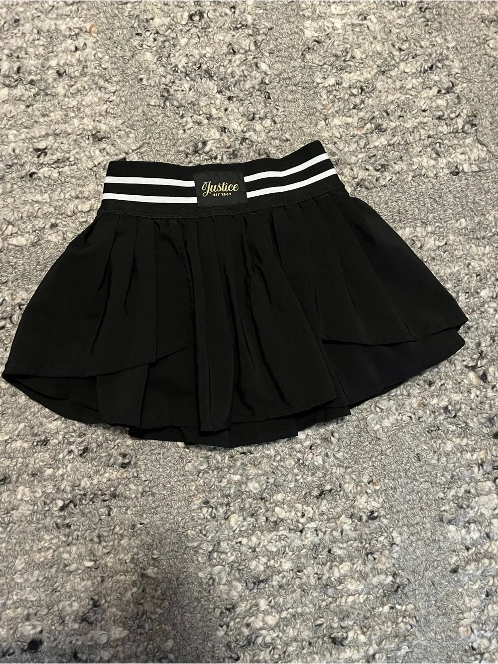 Justice Black Layered Skirt with Striped Waistband